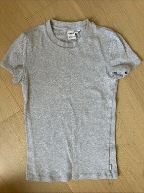 Aritzia Heather Gray Ribbed Short-Sleeve Tee